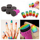 Спонж з Ручкою для Градієнтного Манікюру із Запасними Спонжиками, 5 шт, 3см, Рожевий, 1 комплект, фото 2