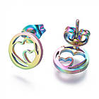 Комплект Ланцюжок з Кулоном і Сережки-цвяхи, Нерж. Сталь, Серце, 45см, Кулон 18.5x16мм, Сережки 9мм, фото 4