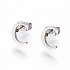 Комплект Ланцюжок з Кулоном і Сережки-цвяхи, Нерж. Сталь, Буква "C", 45см, фото 4