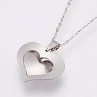 Комплект Кольє з Підвіскою та Сережки-гвоздики, Нерж. Сталь, Серце, 45см, Підвіс 20x23.5мм, фото 3