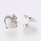 Комплект Кольє з Підвіскою та Сережки-гвоздики, Нерж. Сталь, Серце, 45см, Підвіс 20x23.5мм, фото 4