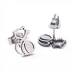 Комплект з Нержавіючої Сталі, Кольє з Підвіскою та Сережки-гвоздики, Кішка, 45см, фото 3