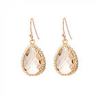 Комплект Намисто з Підвіскою та Сережки, Латунь і Скло, Крапля, Золото, 45см, Підвіс: 24x12мм, фото 4