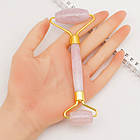 Масажер для обличчя Рожевий Кварц + Латунь, Рожевий, метал: Рожеве Золото, 13.5~15.3x4~6x2~2.05см, 1 шт., фото 2