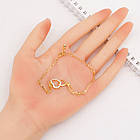 Браслет Ланцюжок, Латунь + Фіаніти, Прозорі, Серце, Застібка Карабін-лобстер, Позолота 18К, 25см, 1 шт, фото 2