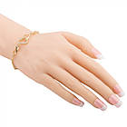 Браслет Ланцюжок, Латунь + Фіаніти, Прозорі, Серце, Застібка Карабін-лобстер, Позолота 18К, 25см, 1 шт, фото 4