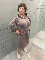 Велюровий жіночийхалат на замку з капюшоном 46-56р , доставка по Україні Розетка,НП,Укрпошта