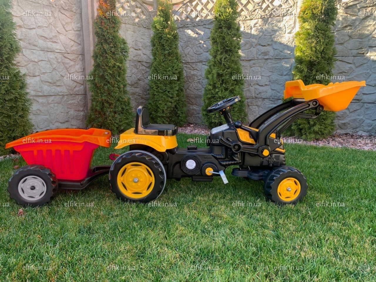 Екскаватор педальний з причепом та червоним ковшем Pilsan, фото 1