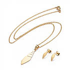 Набір Океан Ланцюжок з Кулоном і Сережки-гвоздики, Нерж. Сталь, Золото, 45см, 5 комплектів/набір, фото 7