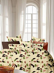 Комплект постільної білизни Ранфорс Ніжно-жовтий з пелюстками Євро розмір 200х220