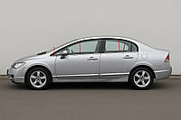 Нижние молдинги окон нержавейка (6 шт) OmsaLine - Итальянская Нержавейка для Honda Civic Sedan VIII 2006-2011