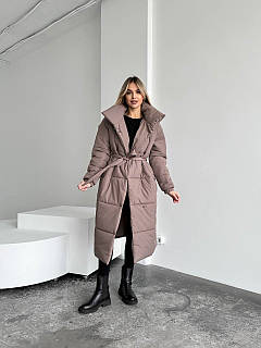 Жіноче зимове пальто з плащівки з утеплювачем синтепон, 42,44,46,48 мокко