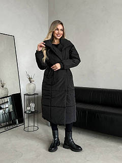 Жіноче зимове пальто з плащівки з утеплювачем синтепон, 42,44,46,48 чорний