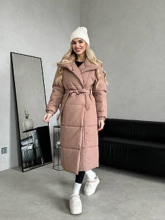Жіноче зимове пальто з плащівки з утеплювачем синтепон, 42,44,46,48 беж