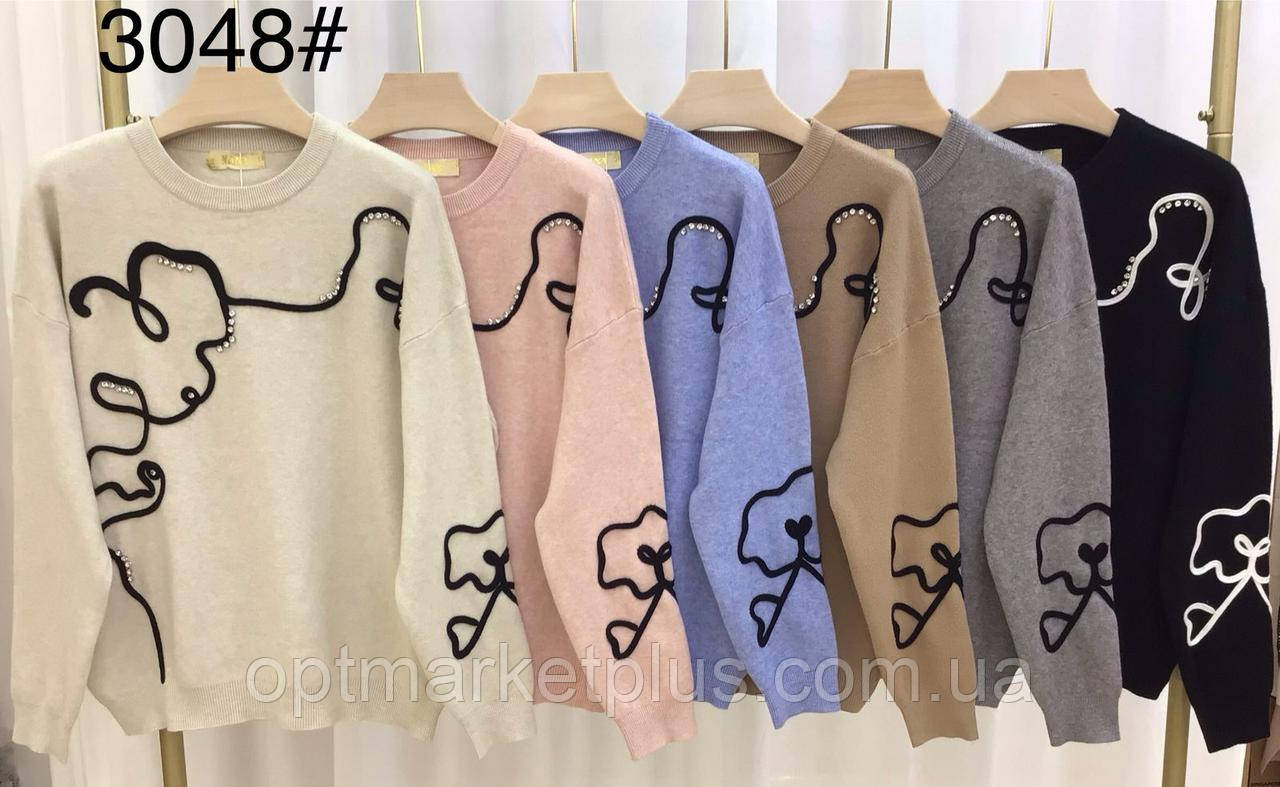 Светр жіночий, кашемір вибір квітів (48-52 універсал) гуртом купити від складу 7 км Одеса