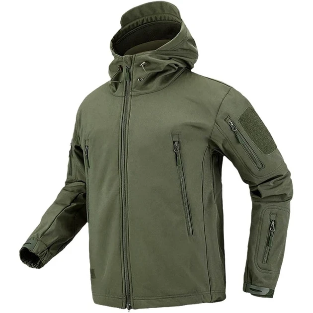Куртка демісезонна чоловіча Soft-Shell оливкова, водовідштовхувальна, р. XL, фото 1