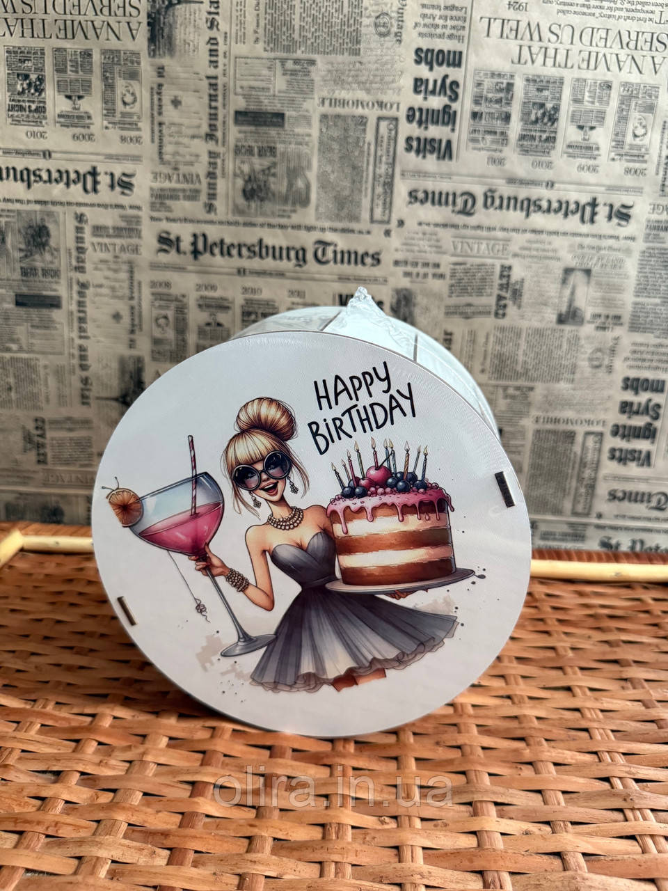 Подарунковий бокс з кришкою круглий середній, фото 1