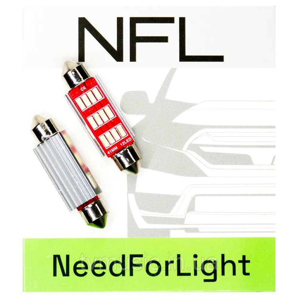 Автомобільні LED лампи NFL Flame C10W 41 mm White (2 шт.), фото 1