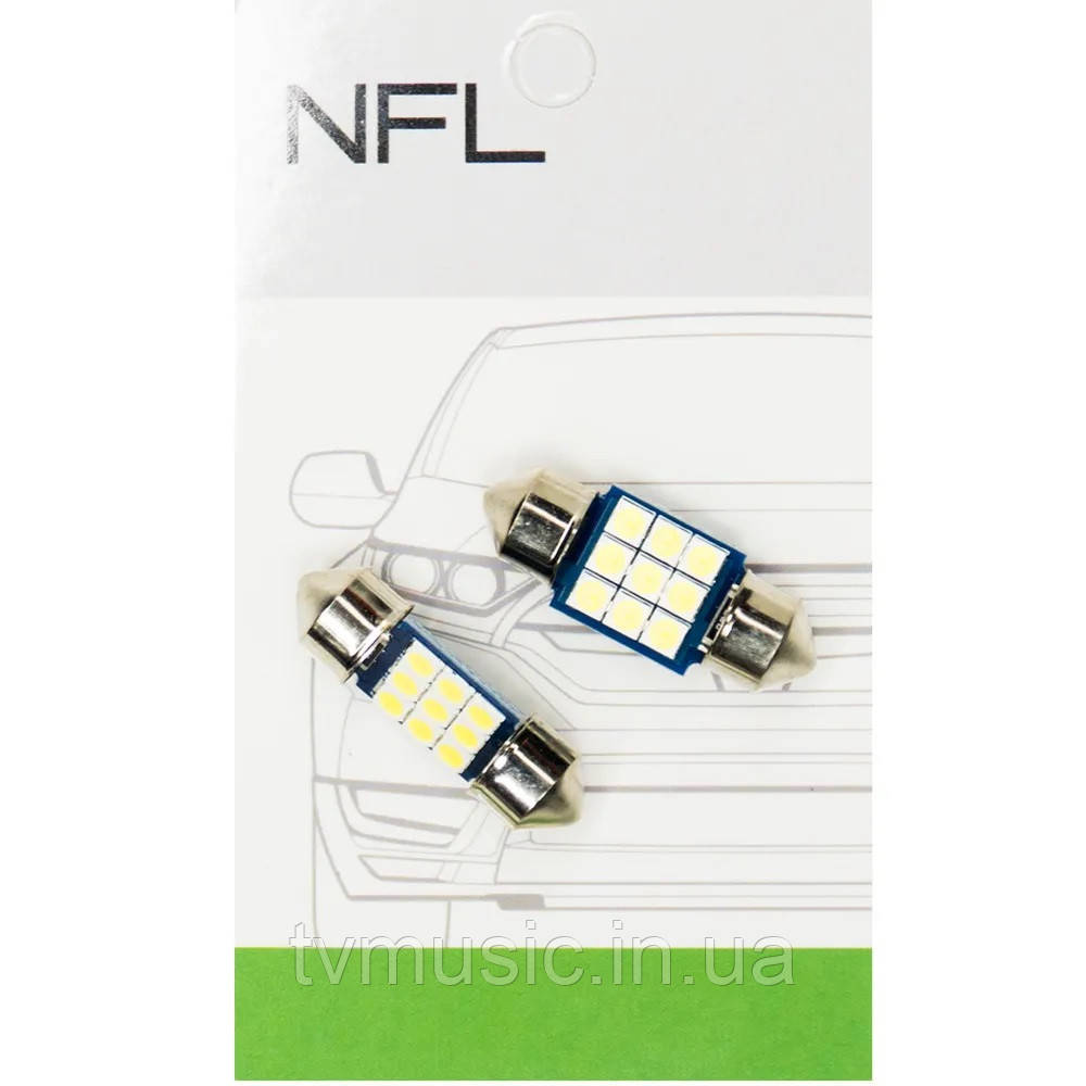 Автомобільні LED лампи NFL Shine C10W 31 mm White (2 шт.), фото 1