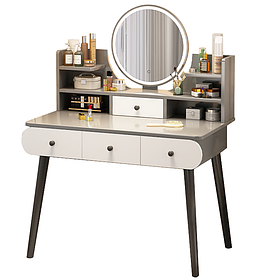 Макіяжний столик RIAS D27F-100 з LED дзеркалом та 4 ящиками 100x40x126 см Grey (3_07261)