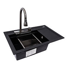 Кухонна мийка гранітна VALESO ATRUM 7950 чорний металік