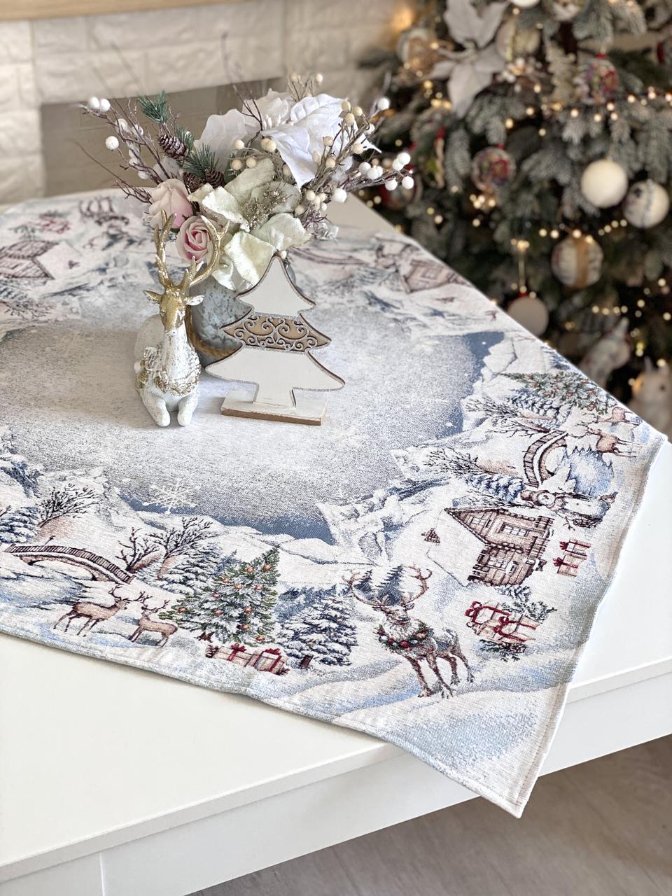Гобеленова Новорічна скатертина 97х100 см. Limaso G-34398, фото 1