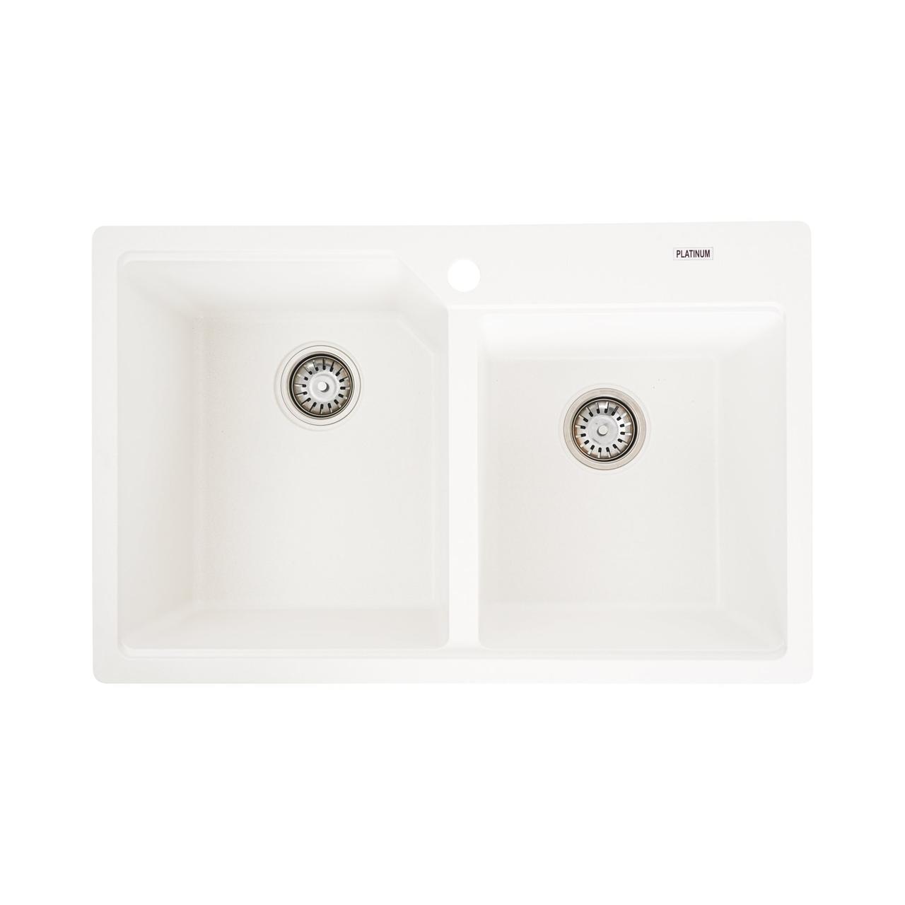 Гранитная мойка для кухни Platinum 7850 HARMONY матовая Белоснежная, фото 1