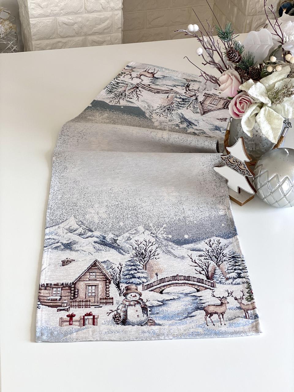 Доріжка на стіл Новорічна 45х140 см., гобеленова Limaso G-34398, фото 1