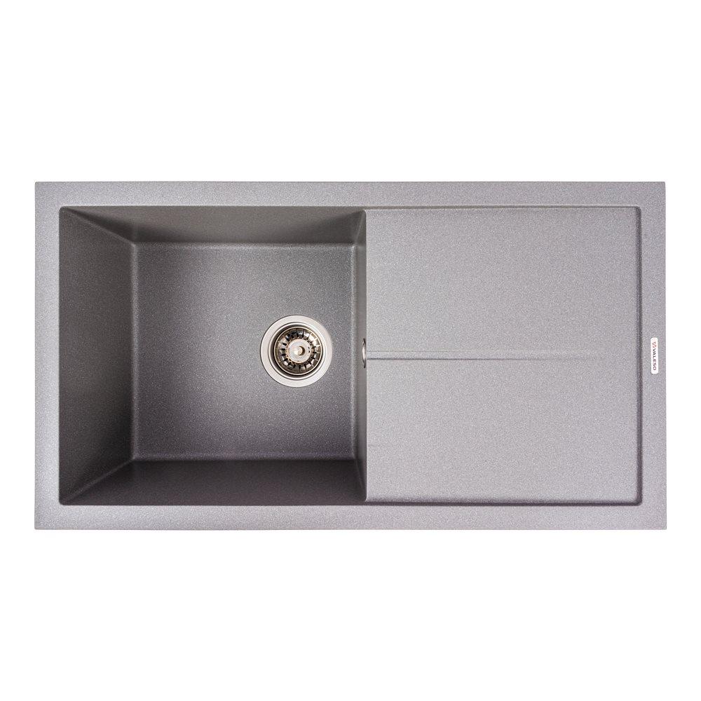 Гранитная мойка для кухни VALESO 7843 SOLID матовый Серый металлик, фото 1