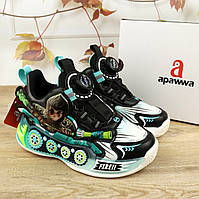 Дитячі кросівки для хлопчика автоматичні шнурки на закрутці аплікація - Танк тм Apawwa