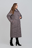 Жіноче стильне довге пальто кольору мокко М-1068 в розмірах 48-64, фото 6