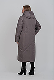 Жіноче стильне довге пальто кольору мокко М-1068 в розмірах 48-64, фото 8