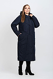 Жіноче стильне довге пальто кольору мокко М-1068 в розмірах 48-64, фото 2