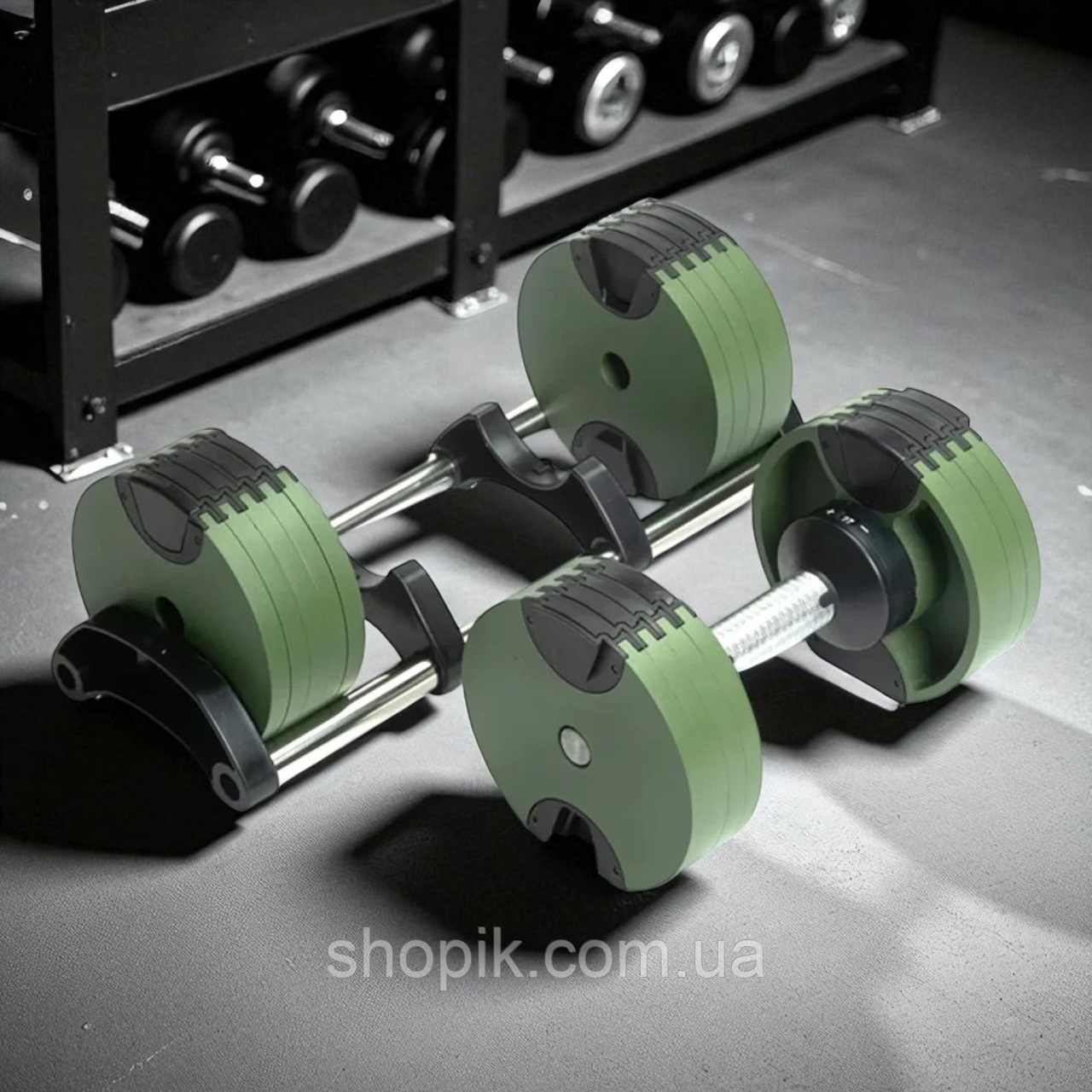 Регульована гантеля сталева розбірна WCG 24 кг з 12 рівнями регулювання ваги 2-24 кг для силових тренувань, фото 1