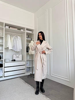 Пальто жіноче кашемірове на запах з поясом (Норма і напівбатал)