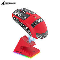 Мишка ATTACK SHARK X6 Red + Док-станція RGB | Сенсор PAW3395 | 65 годин акум