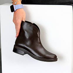Шикарні черевики натуральна шкіра колір Шоколад стильний мінімалізм