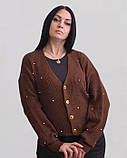 В'язана кофта (кардиган) жіноча коричнева. One Size, фото 4