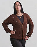В'язана кофта (кардиган) жіноча коричнева. One Size, фото 5
