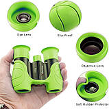Дитячий бінокль 8×21, зелений, ударостійкий, з чохлом, компактний, для хлопчиків і дівчаток 3–12 років, спостереження та подорожі, фото 2