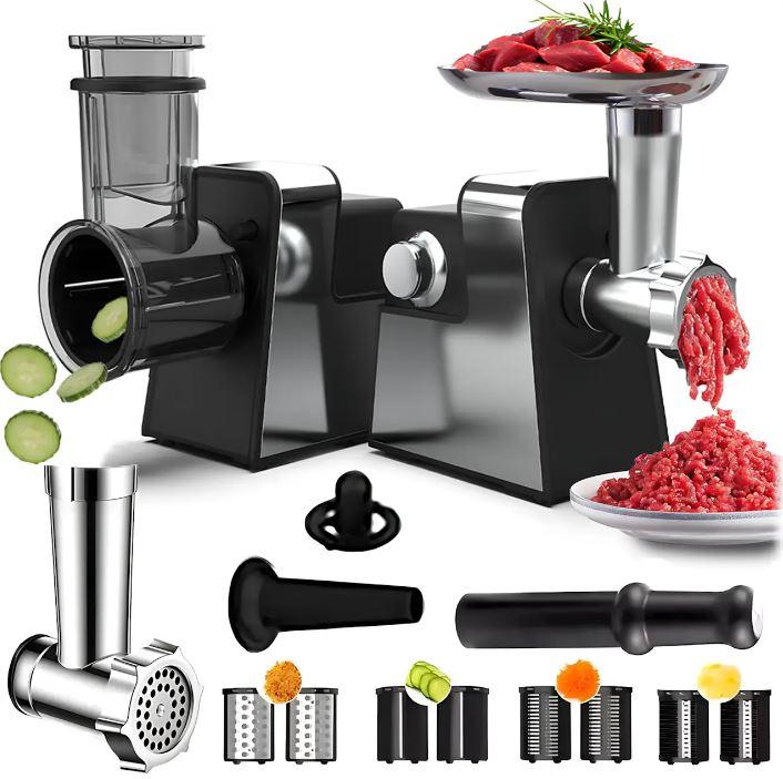 М'ясорубка електрична Hoffmans HM-277 1000 Вт + овочерізка, 7 насадок, 2 швидкості, реверс, комбайн 2 в 1