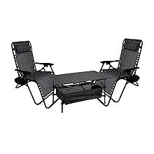 Комплект меблів для відпочинку Leobro 2 шезлонги та стіл 95х55, чорний