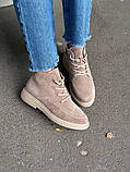 Черевики жіночі замшеві бежеві демісезонні, фото 2