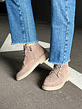 Черевики жіночі замшеві бежеві демісезонні, фото 3