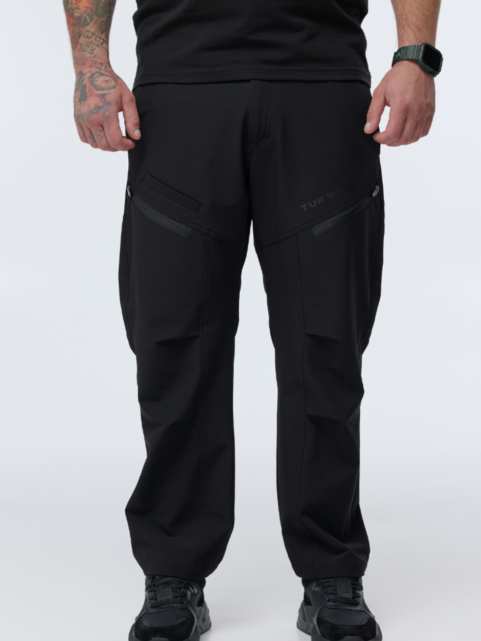 Карго з нейлону та кишенями на блискавці "Апачі", чорний, фото 1