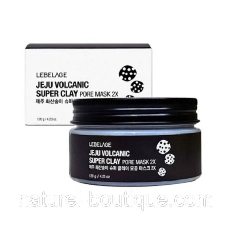 Глиняна маска LEBELAGE для обличчя Jeju Volcanic Super Clay Pore Mask 2x очищення пор, фото 1