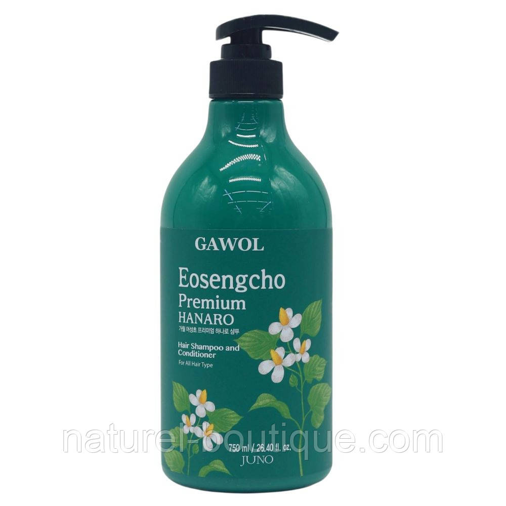 Шампунь-кондиціонер Juno Gawol для волосся Eosengcho Premium Hanaro з екстрактом хауттюйнії 750 мл, фото 1