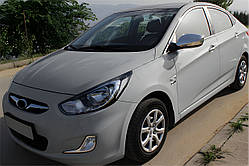 Накладки на дзеркала без вирізу під поворот (2 шт) OmsaLine - Італійська нержавійка для Hyundai Accent 2011-2017 рр