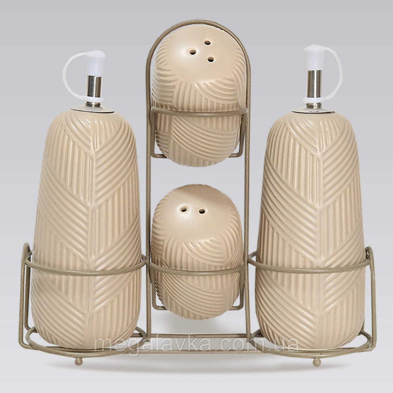 Набір для спецій на керамічній підставці 5 пр. Maestro MR-20004-04S - MegaLavka, фото 1