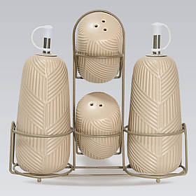 Набір для спецій на керамічній підставці 5 пр. Maestro MR-20004-04S - MegaLavka